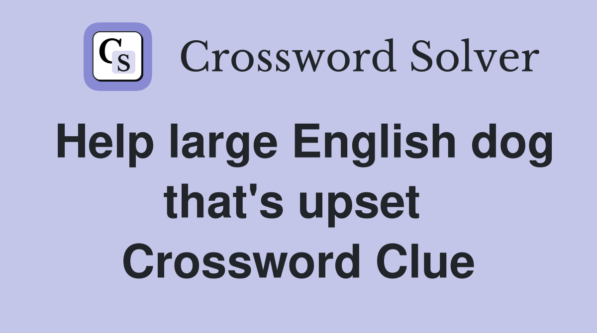 Help large English dog that's upset  Crossword Clue