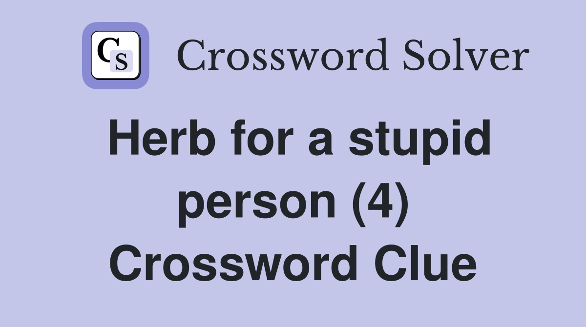 Herb for a stupid person (4) Crossword Clue