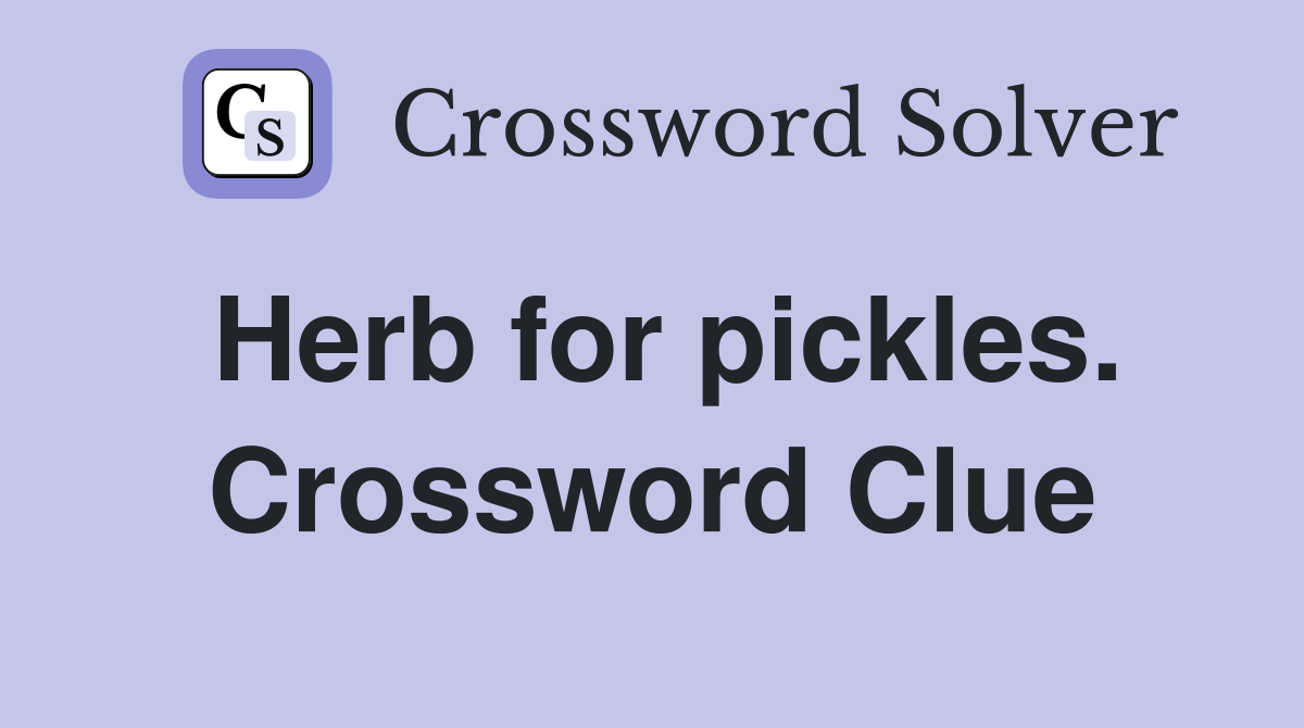 Herb for pickles. Crossword Clue