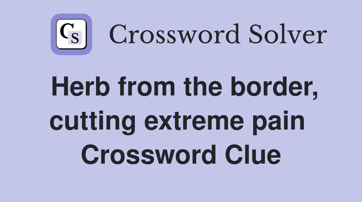 Herb from the border, cutting extreme pain  Crossword Clue