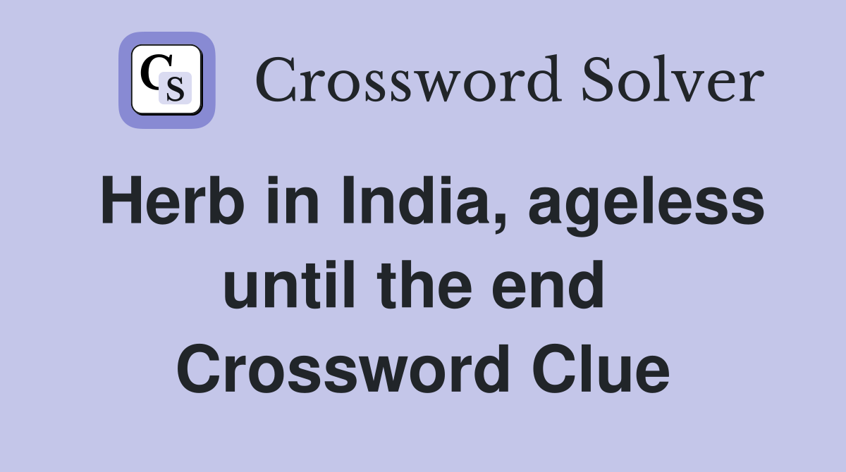 Herb in India, ageless until the end  Crossword Clue