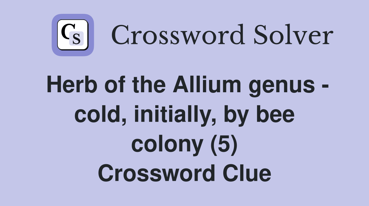 Herb of the Allium genus - cold, initially, by bee colony (5) Crossword Clue