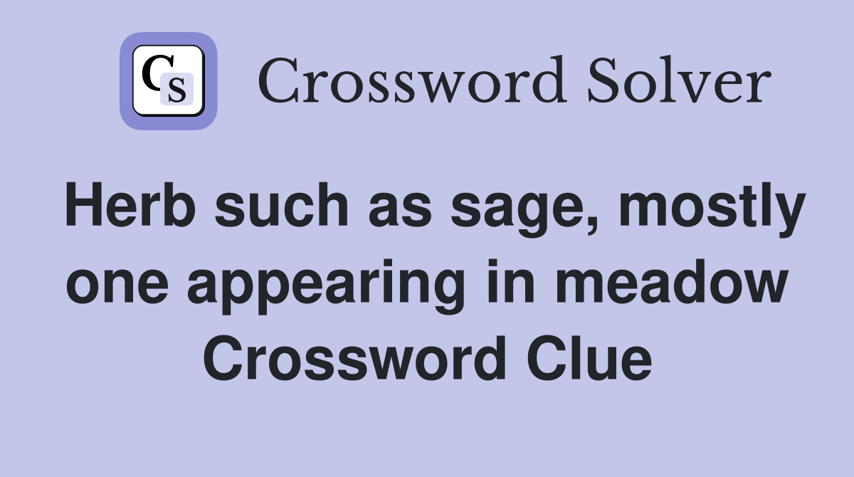Herb such as sage, mostly one appearing in meadow Crossword Clue
