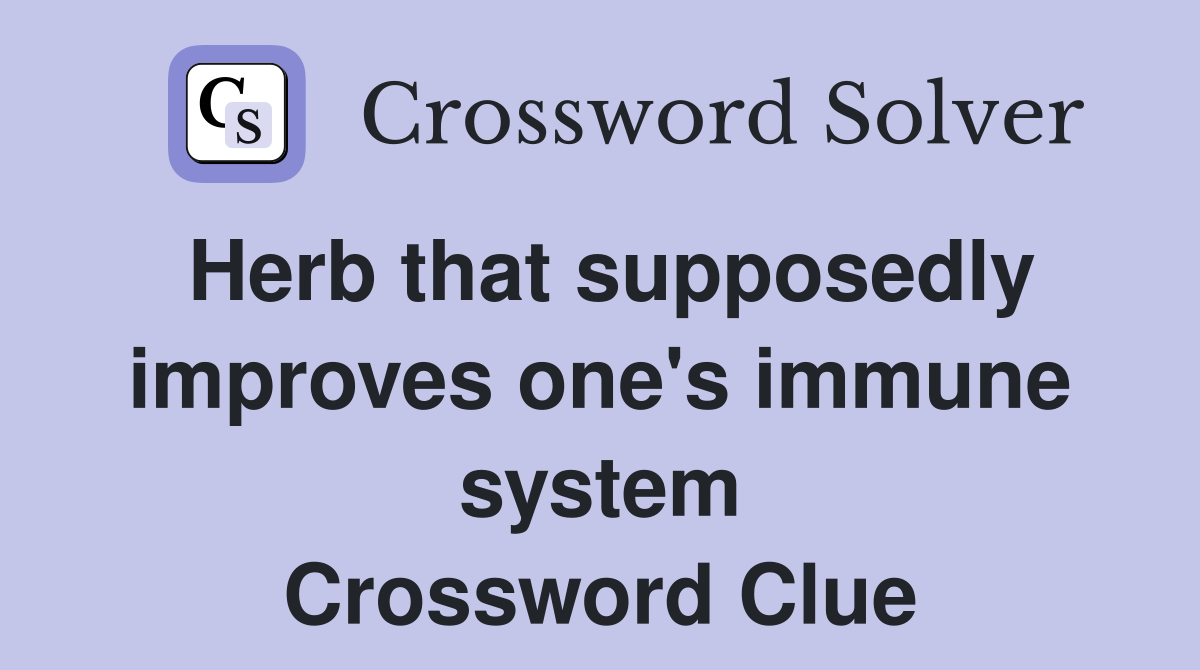 Herb that supposedly improves one's immune system Crossword Clue