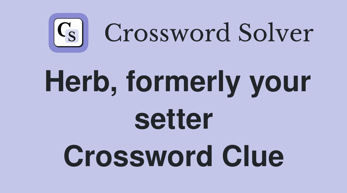 Herb, formerly your setter Crossword Clue