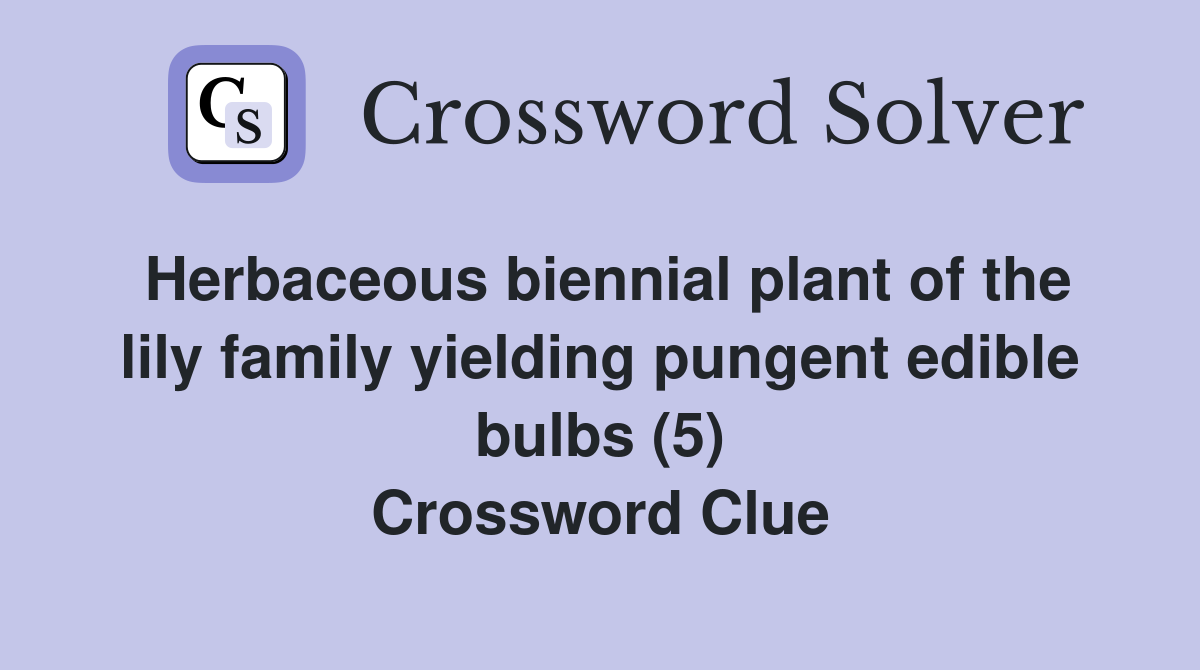 Herbaceous biennial plant of the lily family yielding pungent edible bulbs (5) Crossword Clue