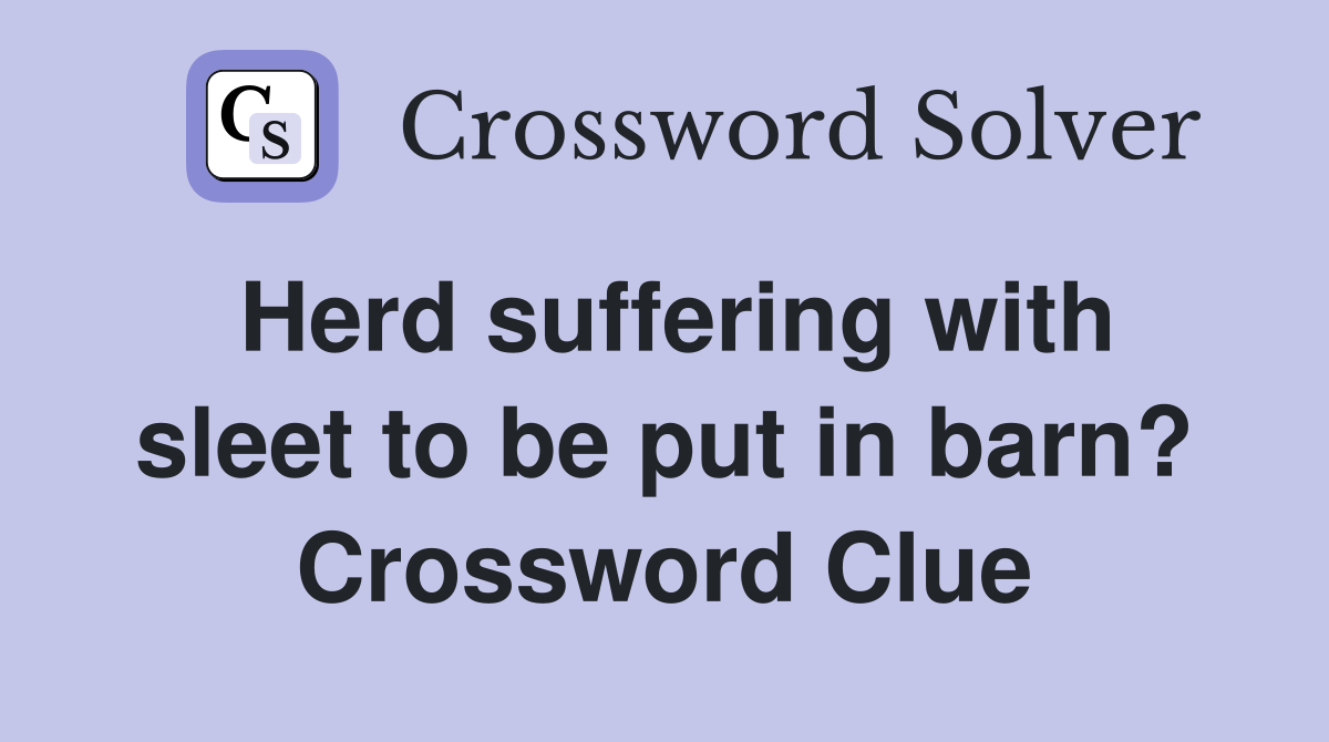 Herd suffering with sleet to be put in barn? Crossword Clue