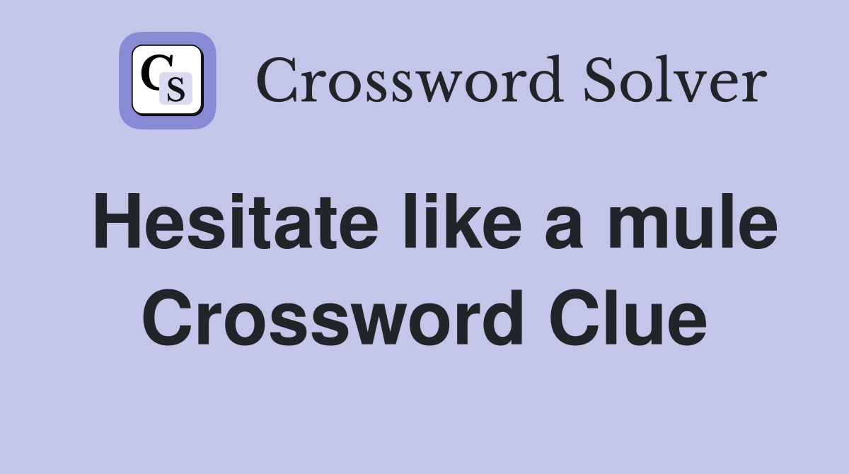 Hesitate like a mule Crossword Clue