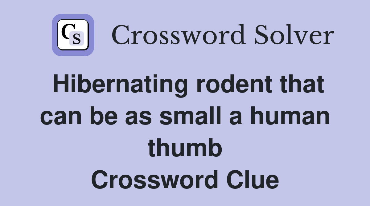 Hibernating rodent that can be as small a human thumb Crossword Clue