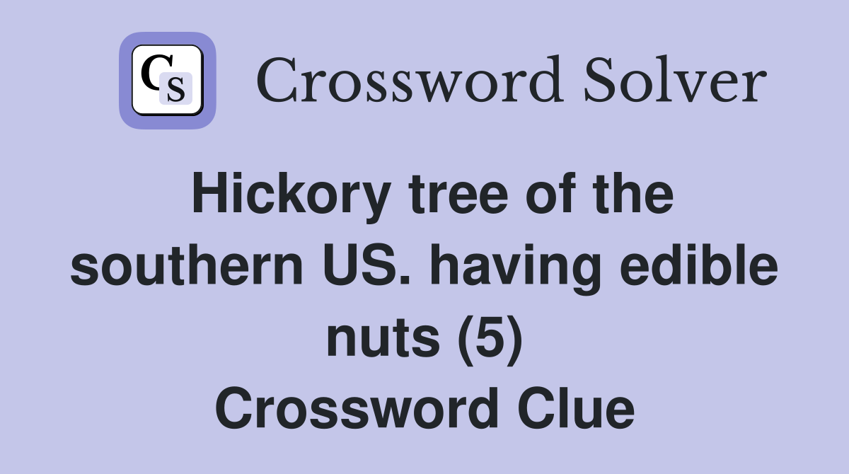 Hickory tree of the southern US. having edible nuts (5) Crossword Clue