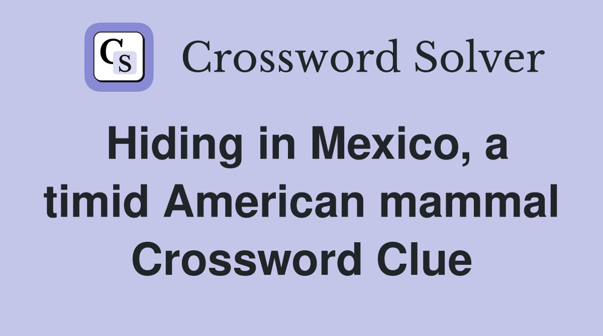 Hiding in Mexico, a timid American mammal Crossword Clue