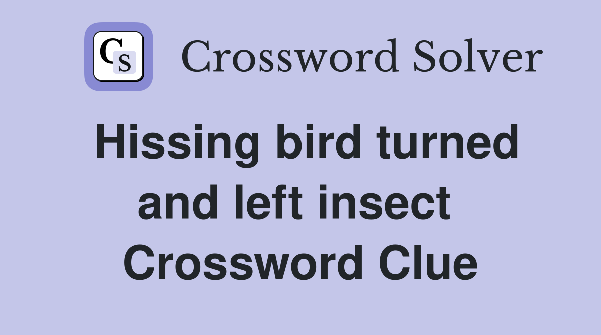 Hissing bird turned and left insect  Crossword Clue