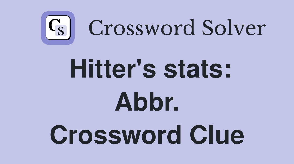 Hitter's stats: Abbr. Crossword Clue