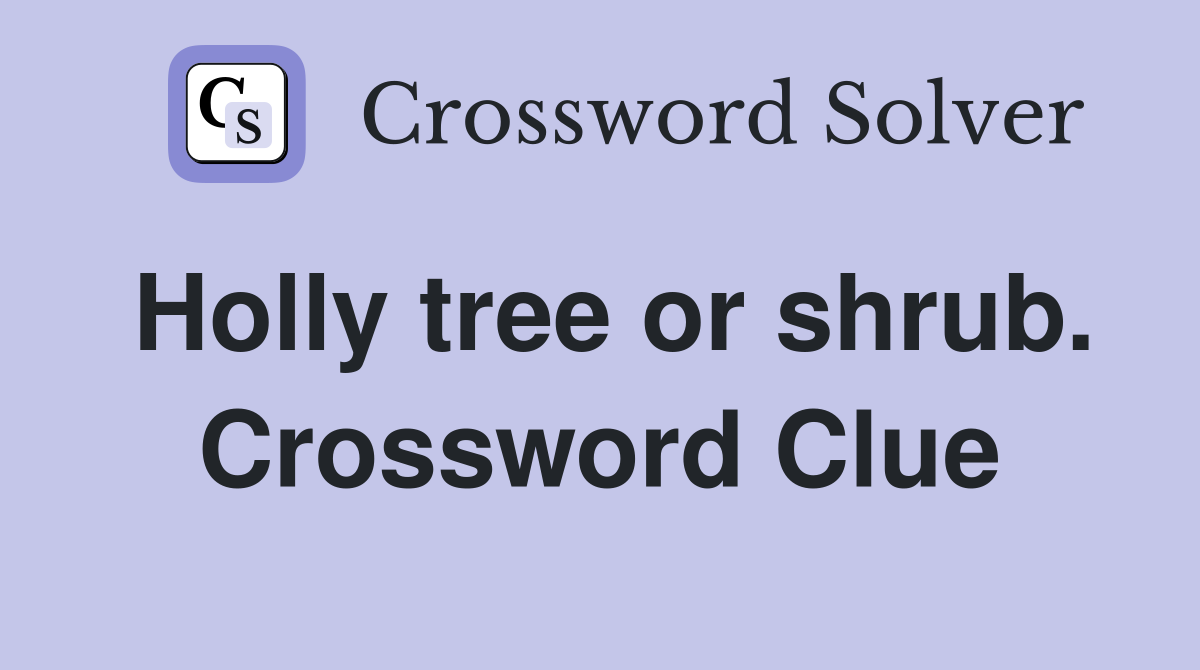 Holly tree or shrub. Crossword Clue