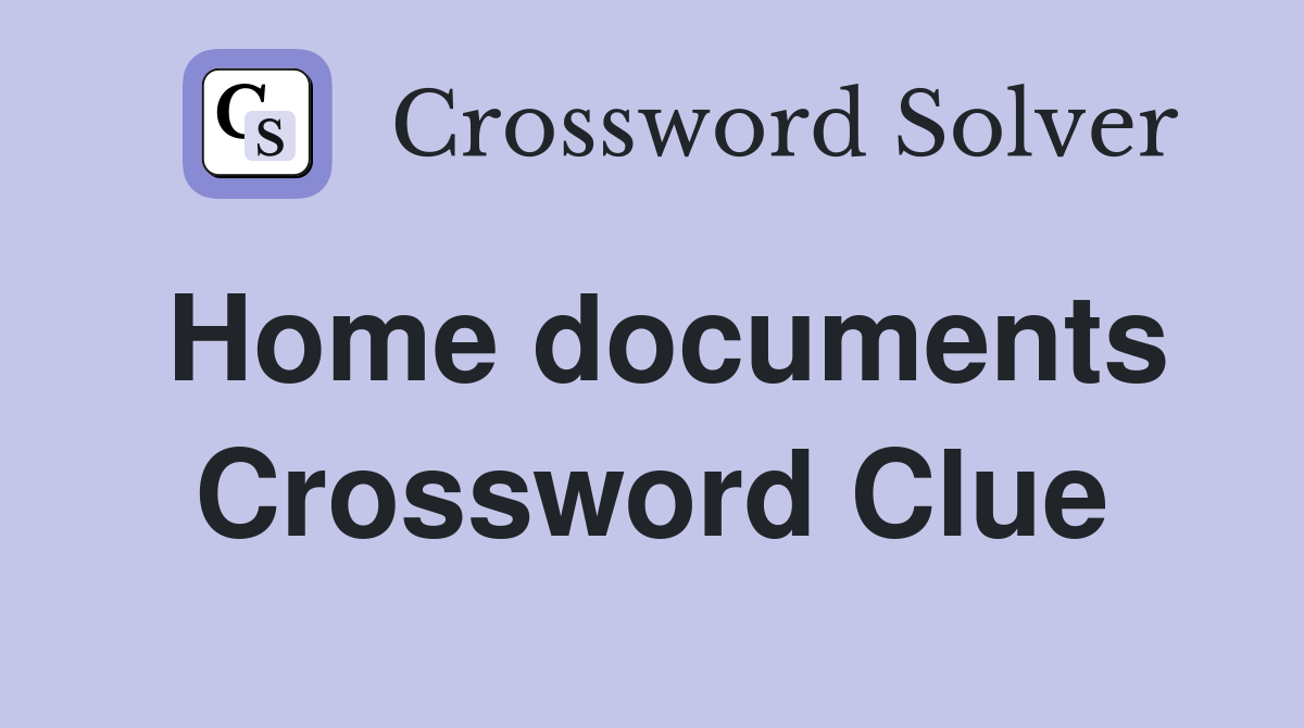 Home documents Crossword Clue
