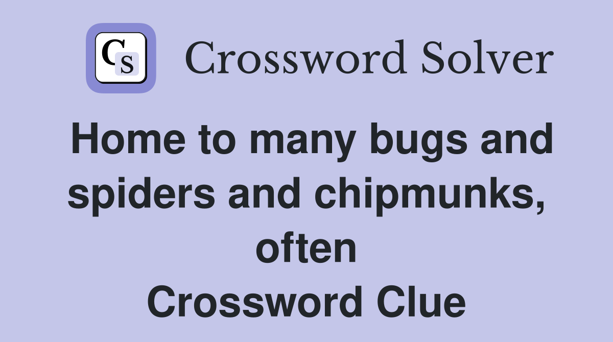 Home to many bugs and spiders and chipmunks, often Crossword Clue