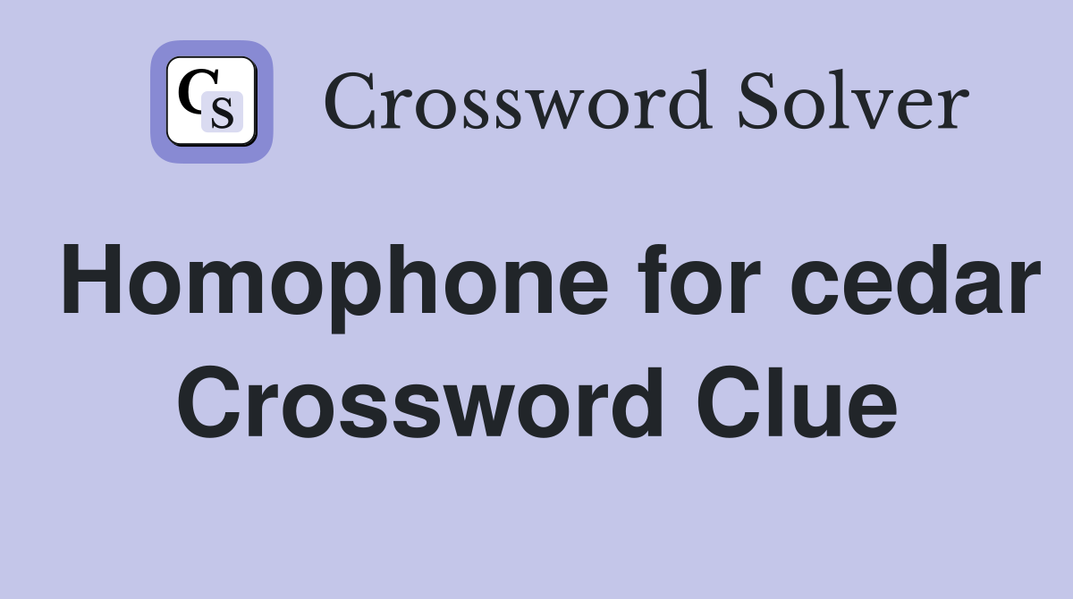 Homophone for cedar Crossword Clue