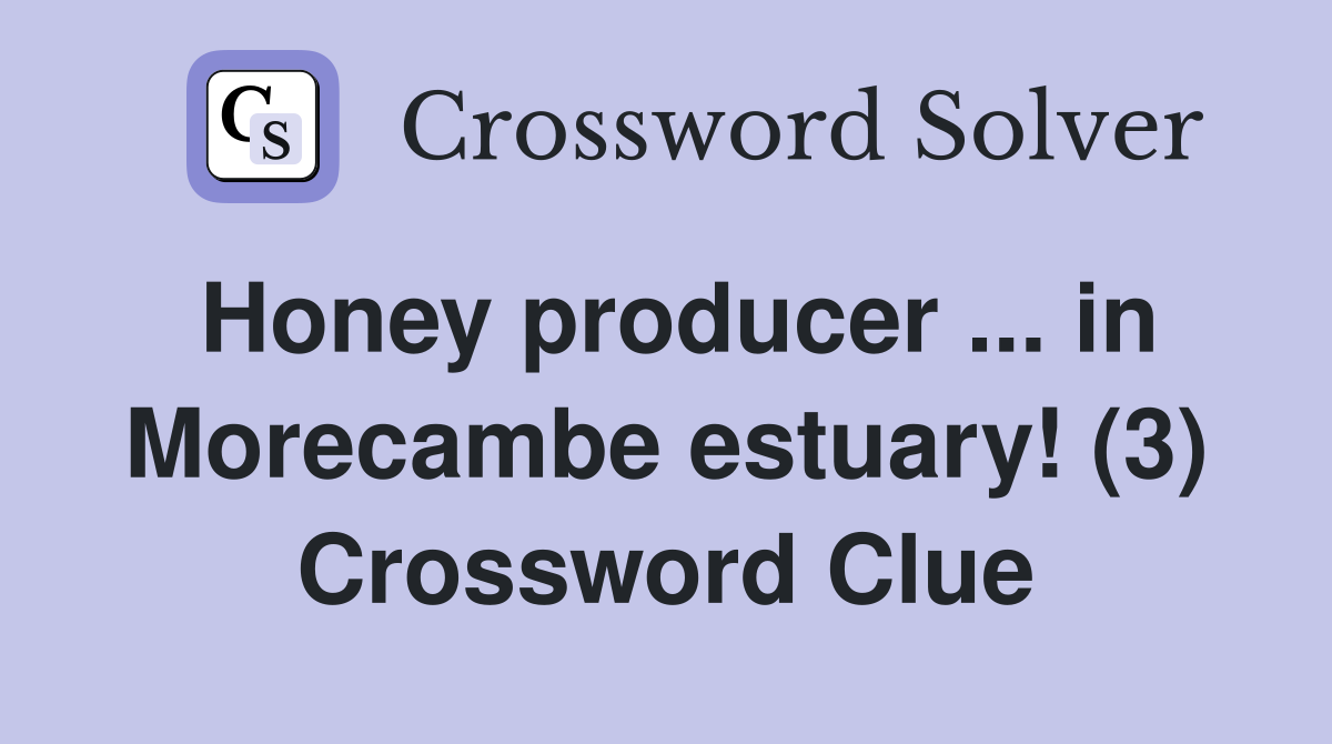 Honey producer ... in Morecambe estuary! (3) Crossword Clue