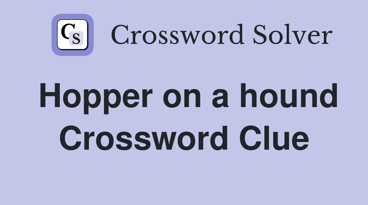 Hopper on a hound Crossword Clue
