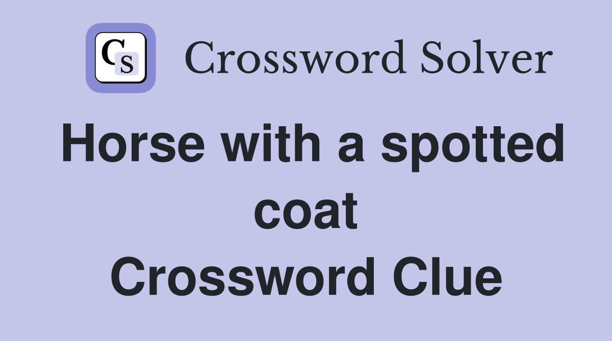 Horse with a spotted coat Crossword Clue