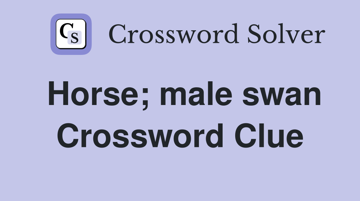 Horse; male swan Crossword Clue