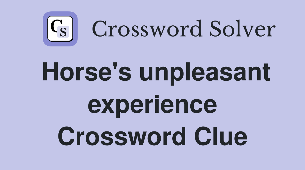 Horse's unpleasant experience Crossword Clue