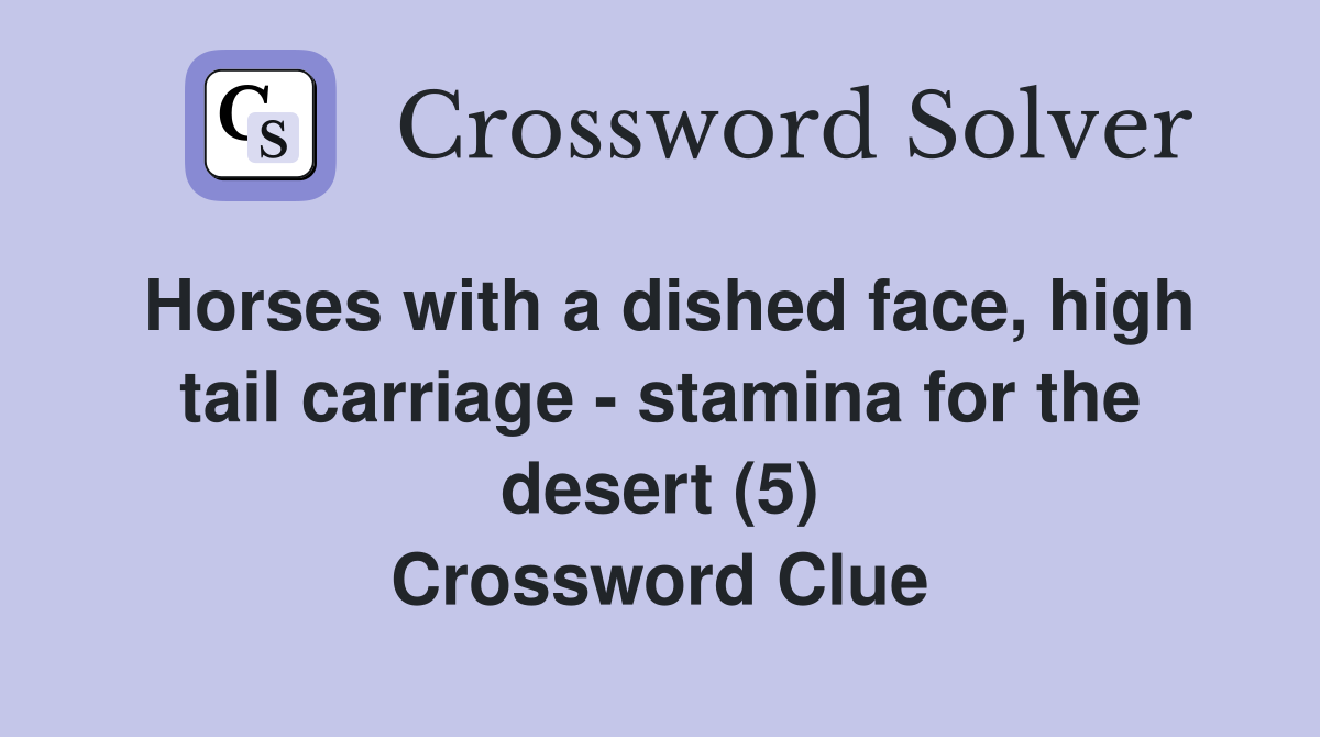 Horses with a dished face, high tail carriage - stamina for the desert (5) Crossword Clue