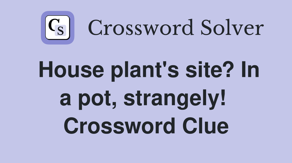 House plant's site? In a pot, strangely!  Crossword Clue