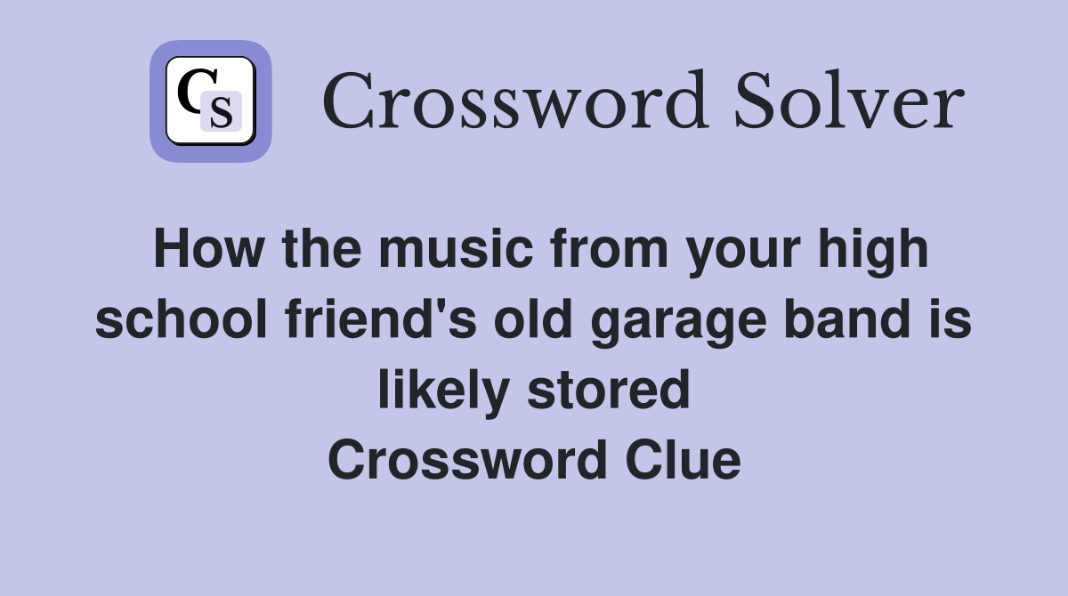 How the music from your high school friend's old garage band is likely stored Crossword Clue
