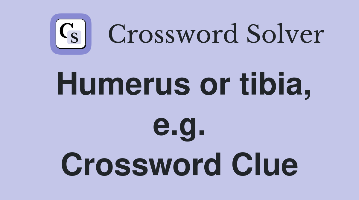 Humerus or tibia, e.g. Crossword Clue