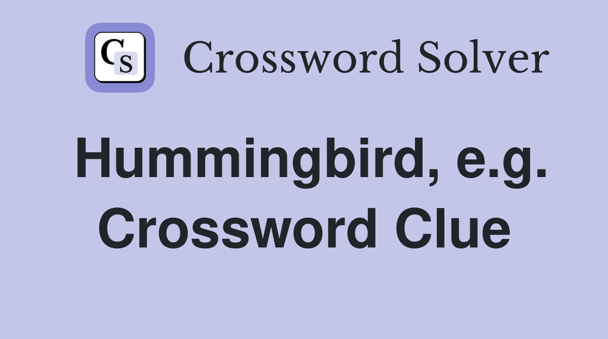 Hummingbird, e.g. Crossword Clue