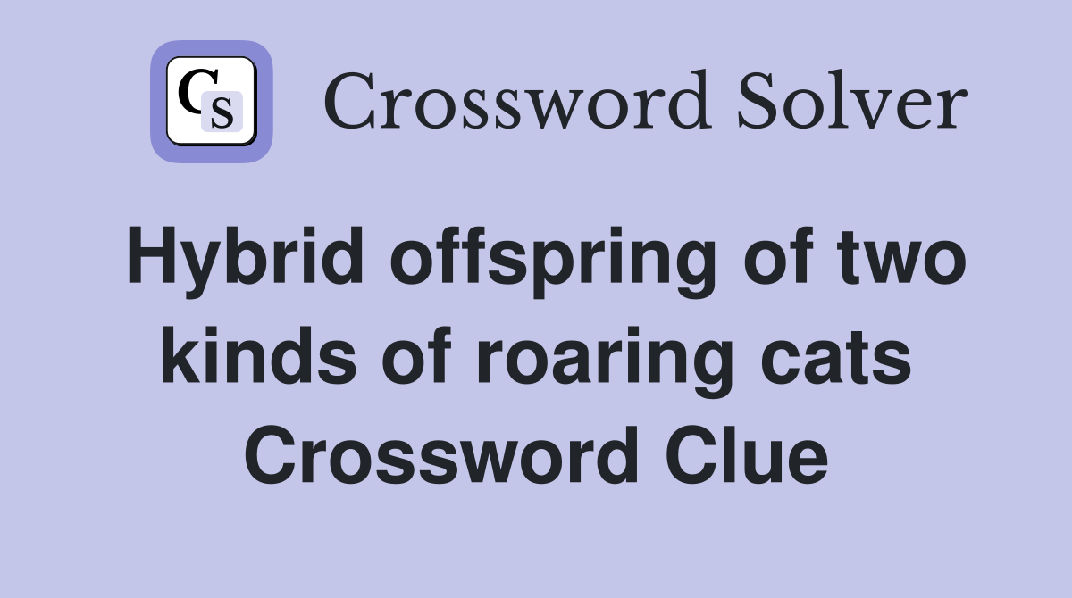 Hybrid offspring of two kinds of roaring cats Crossword Clue