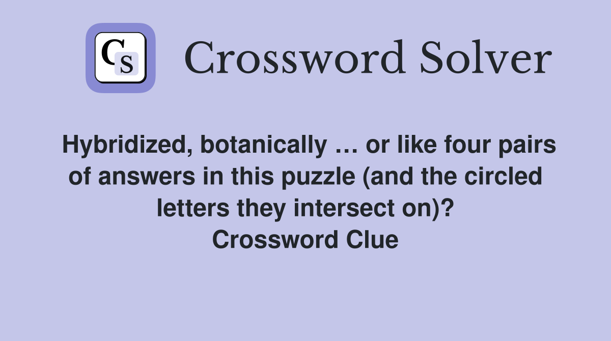 Hybridized, botanically … or like four pairs of answers in this puzzle (and the circled letters they intersect on)? Crossword Clue