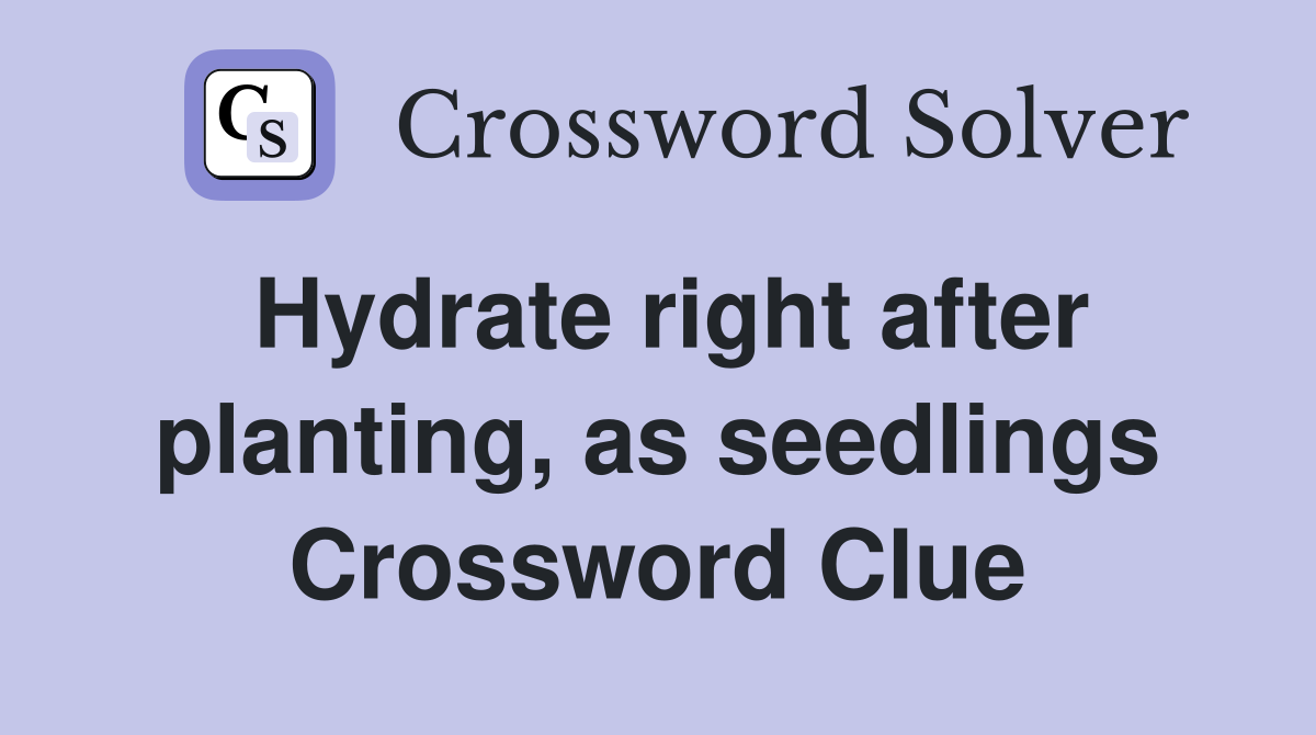 Hydrate right after planting, as seedlings Crossword Clue