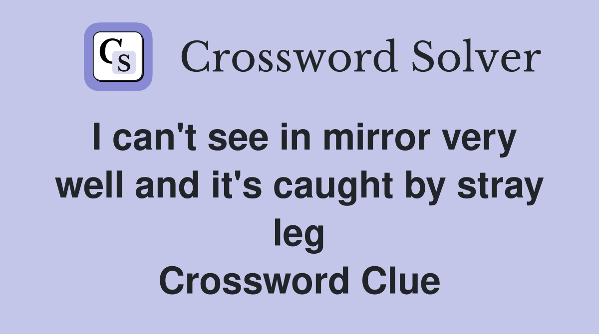 I can't see in mirror very well and it's caught by stray leg Crossword Clue