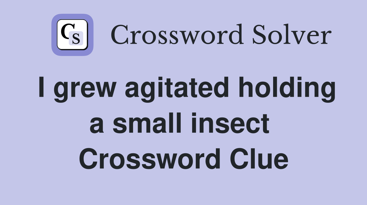 I grew agitated holding a small insect  Crossword Clue