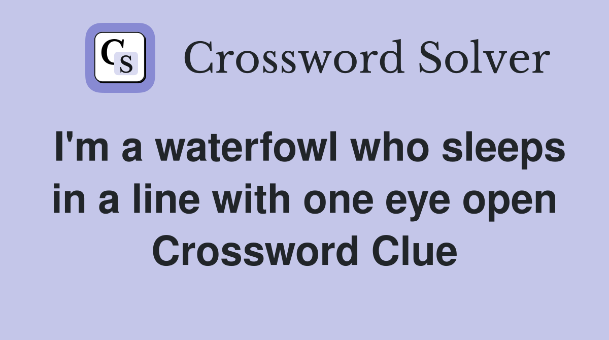 I'm a waterfowl who sleeps in a line with one eye open Crossword Clue