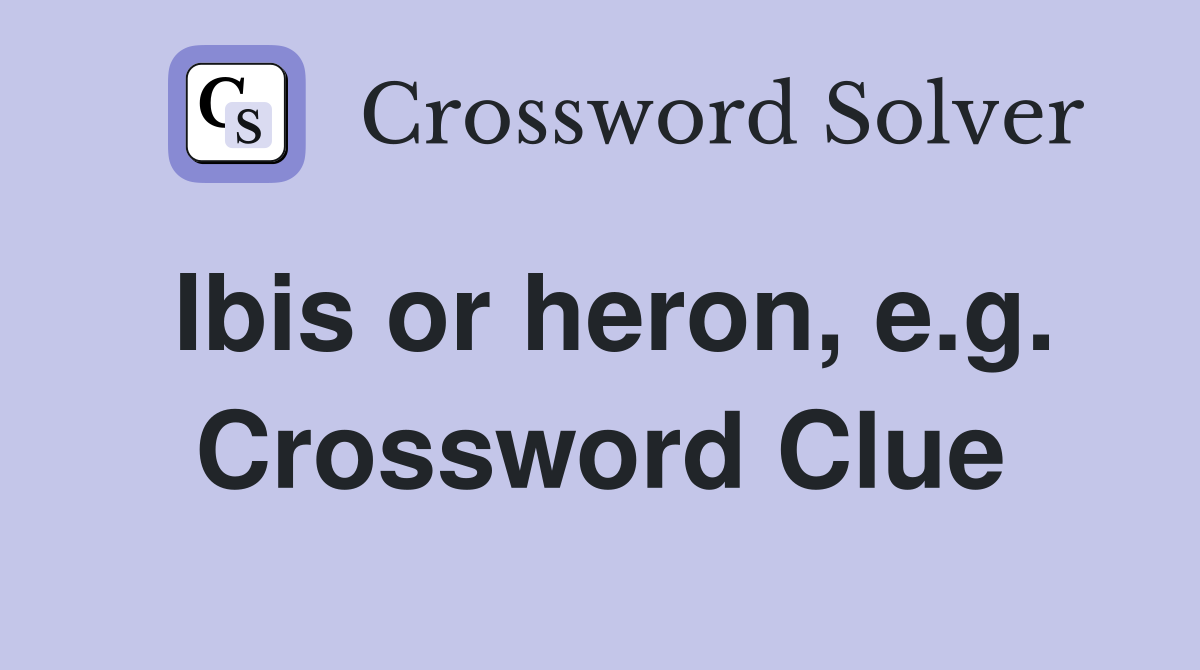 Ibis or heron, e.g. Crossword Clue
