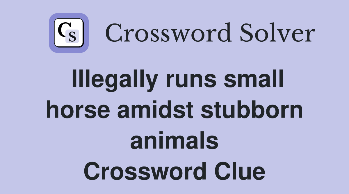 Illegally runs small horse amidst stubborn animals Crossword Clue