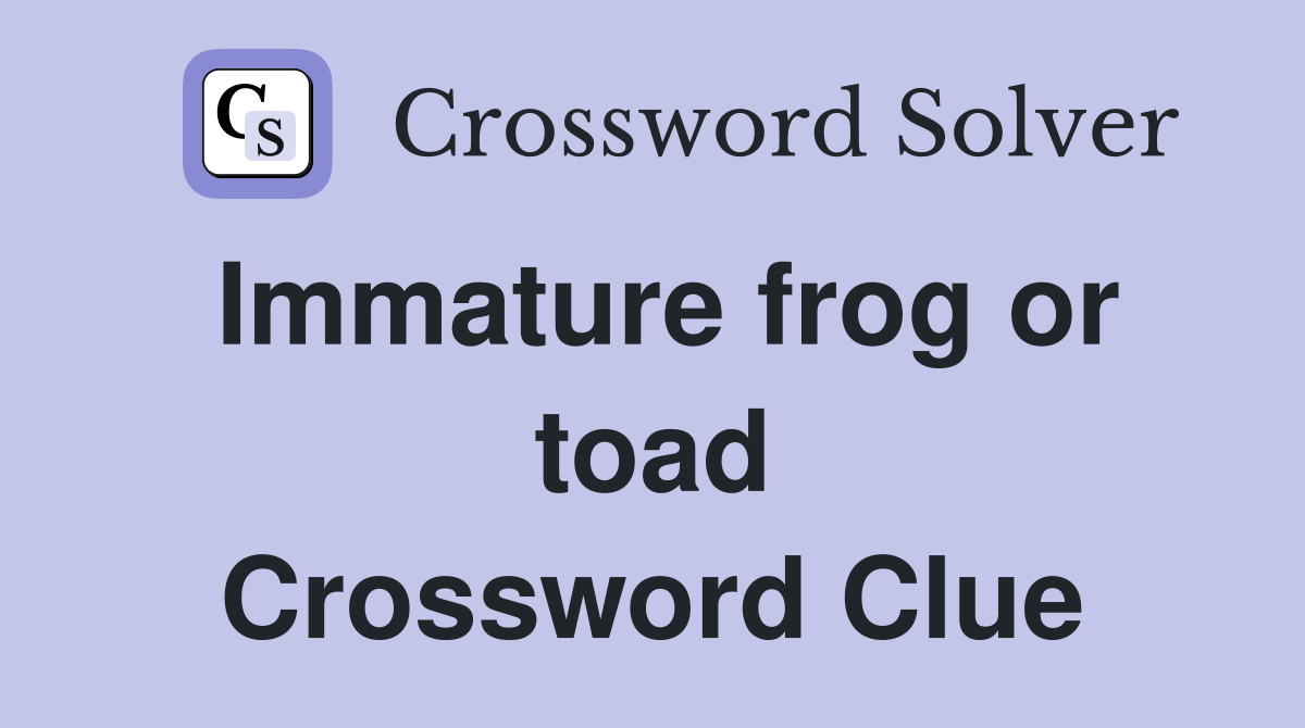 Immature frog or toad Crossword Clue
