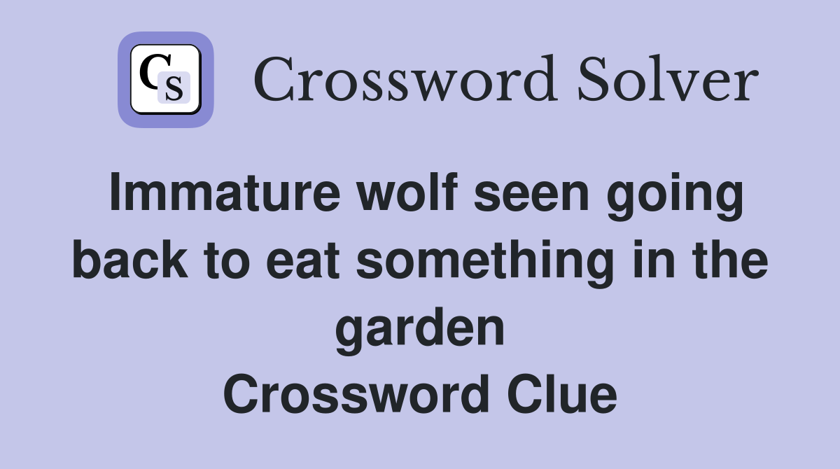 Immature wolf seen going back to eat something in the garden Crossword Clue