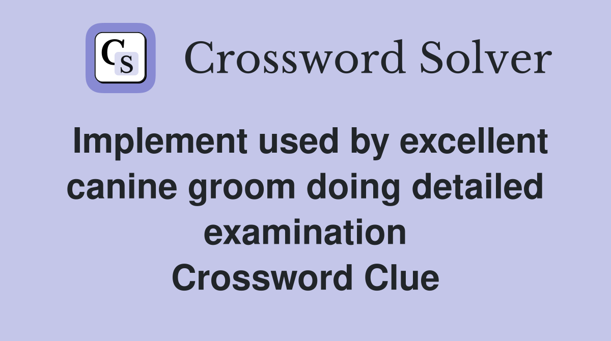 Implement used by excellent canine groom doing detailed examination Crossword Clue