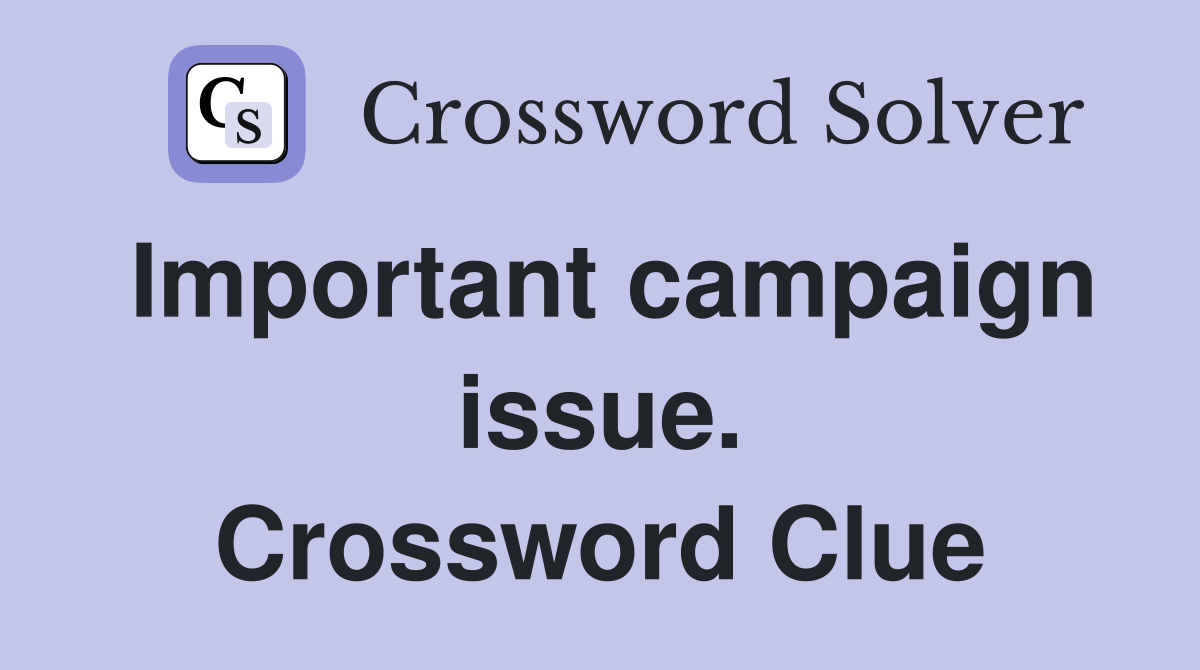 Important campaign issue. Crossword Clue