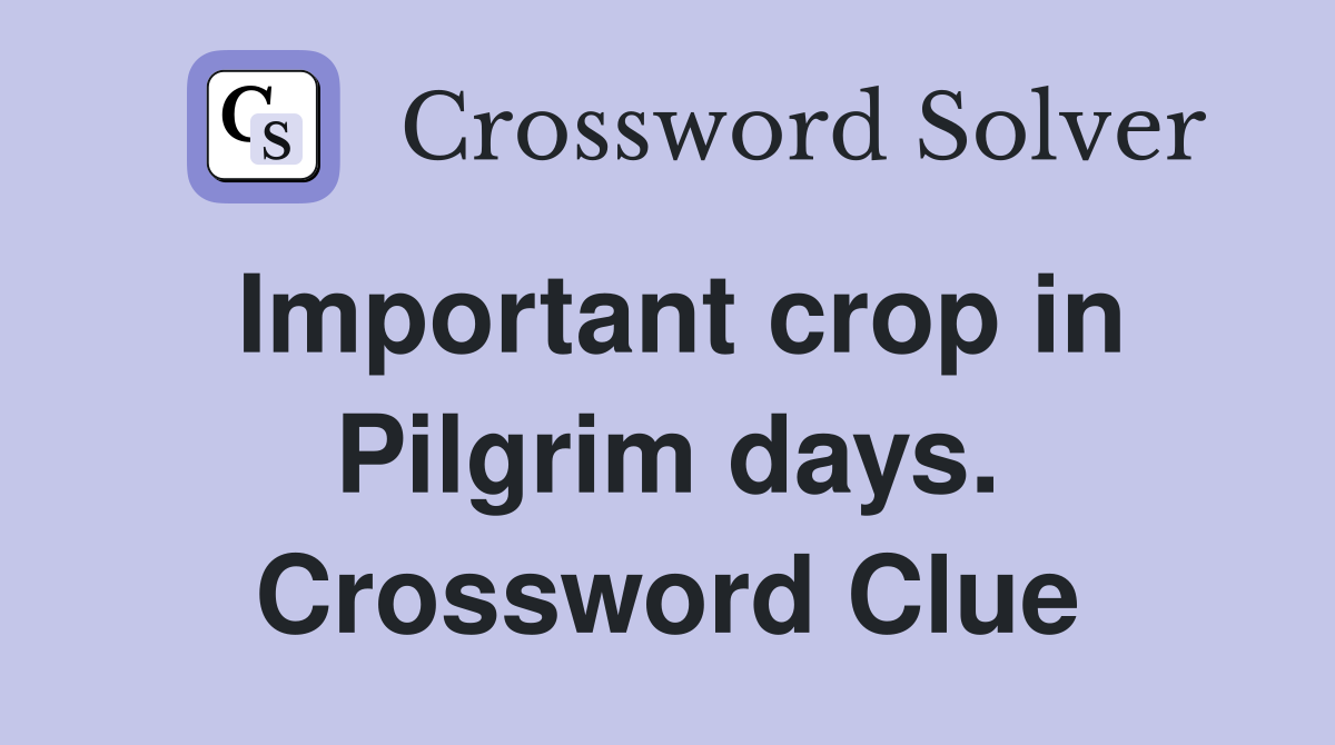 Important crop in Pilgrim days. Crossword Clue