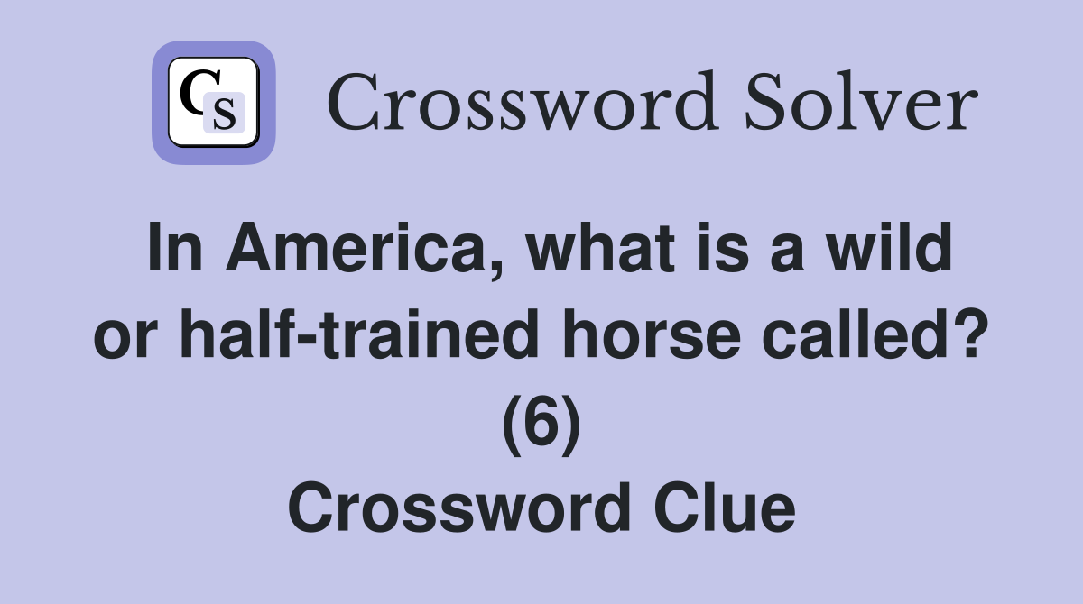 In America, what is a wild or half-trained horse called? (6) Crossword Clue