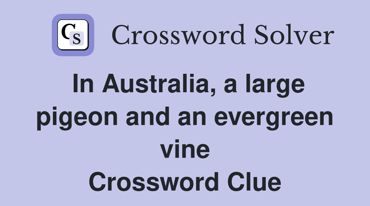 In Australia, a large pigeon and an evergreen vine Crossword Clue