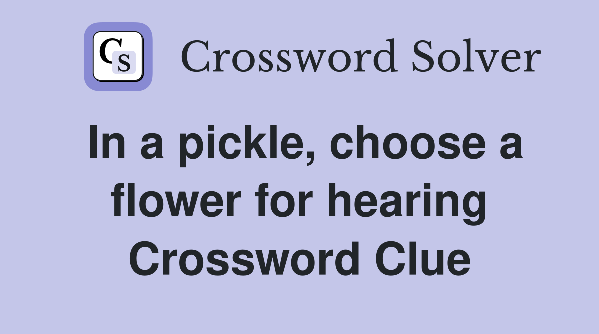 In a pickle, choose a flower for hearing Crossword Clue