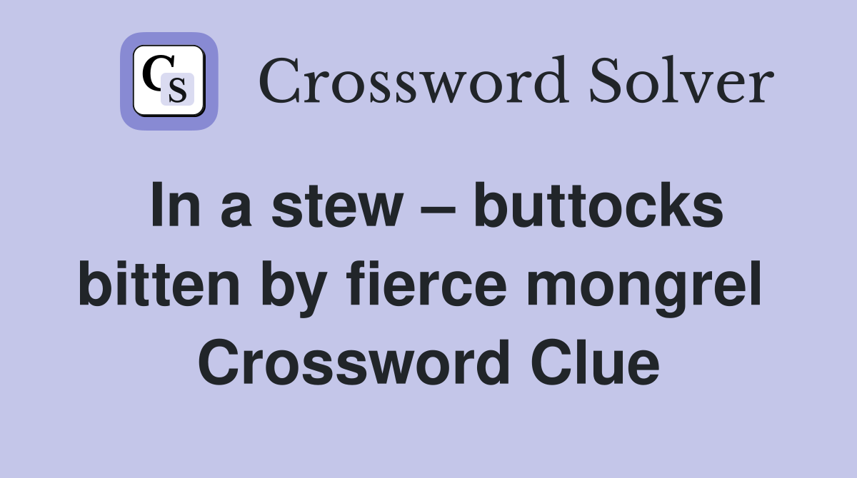 In a stew – buttocks bitten by fierce mongrel  Crossword Clue