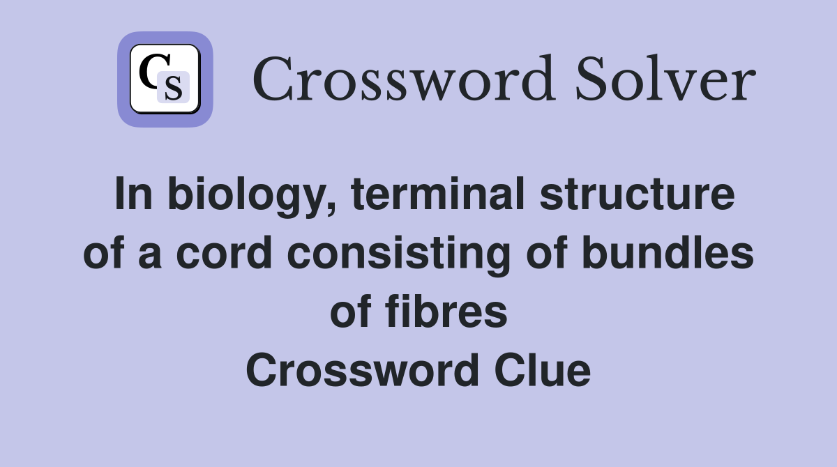 In biology, terminal structure of a cord consisting of bundles of fibres Crossword Clue