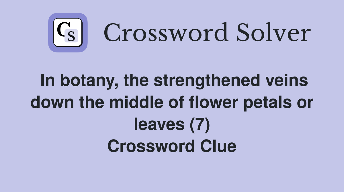 In botany, the strengthened veins down the middle of flower petals or leaves (7) Crossword Clue